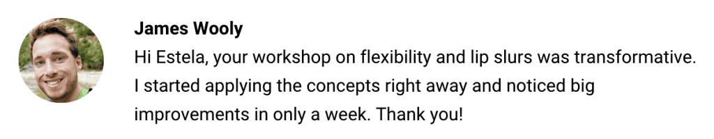 Improve your trumpet flexibility and lip slurs workshop, review from trumpet student